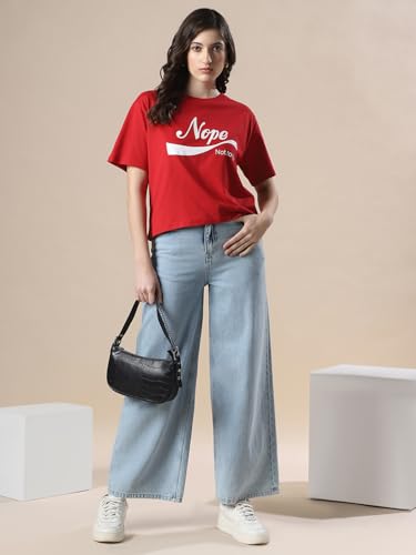 Image of Globus Women Green Printed Oversized T-Shirt-3638147001