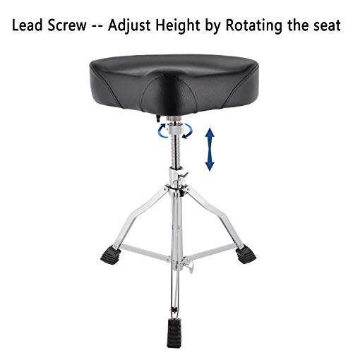 image for EastRock Universal Motorcycle Style Drum Throne,Padded Drum Seat Rotat