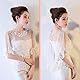 SamHeng Spitzen Umhang Hochzeit Cape für Braut, Damen Bestickte Blume Bolero Schalwickel Schulterbedeckung Tüll Capelets Schal Stola für Abendparty Performance Kostüm Foto Requisiten (Weiß)