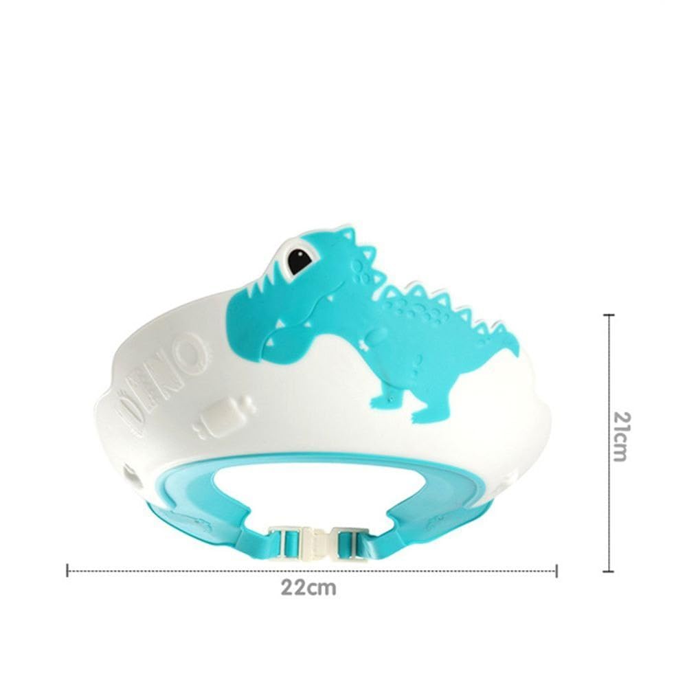 Baby Shower Cap for Kids Hair Washing Shield, Toddler Bath Hat, Shampoo Visor, Head Protector - Cute Dinosaur Shape Makes Bath More Fun - Blue - Image 7 thumbnail