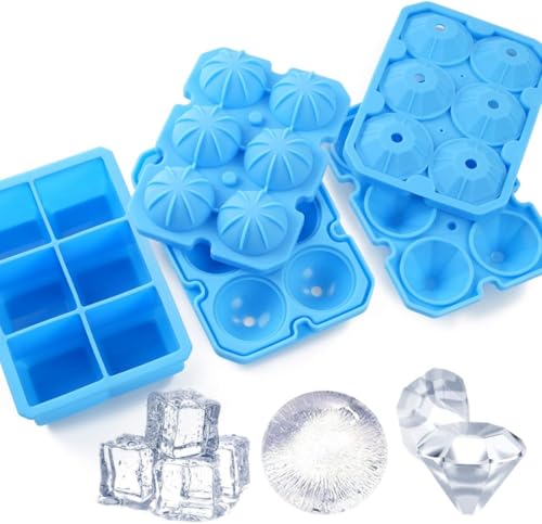 Silicone Ice Cube Molds MD39876291, 3 Shapes Large Ice Trays for Drinks, Reusable & Easy to Clean - image 1