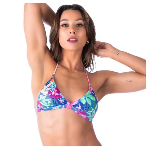 Biquíni Top Triângulo Bojo Removível Com Amarração Floral Azul