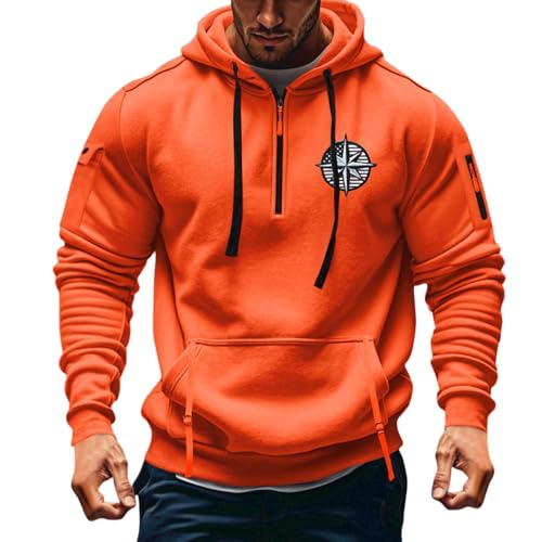 Hoodies for Men Long Sleeve Solid Drawstring Oversized Sweatshirts Quater Zip Up Pullover Fall Sweater With Pockets3