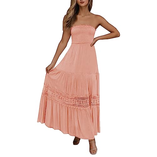 Robe Longue de Plage Bohème pastèque chic chic pour femme avec dos nu et dentelle