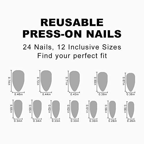 24 Pcs Press On Nails Medium Almond Fake Nails French Tip Glue On Nails With Geometric Glitter Design Glossy Full Cover False Nails Artificial Nails For Women Manicure Decorations #TOP4