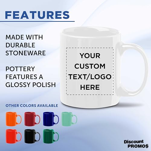Custom Ceramic Coffee Mugs 11 oz. Set of 10/50/100, Personalized Bulk Pack - Coffee Cup Set, Iced Coffee Cup, Gaming Mug for Dad - White - Image 2