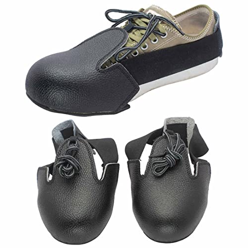Steel Toe Cap Safety Shoe Covers, Universal Steel Toe Leather Overshoes Workplace Cover with Adjustable Strap, Unisex Safety Footwear Toe Leather Protector Attachment Size EUR 35-45 (1 Pair)