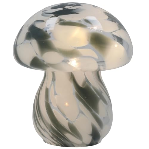 Shudehill Giftware Handblown Glass LED Mushroom Light Up Ornaments - Pink Blue Grey or Amber (Dark Grey)