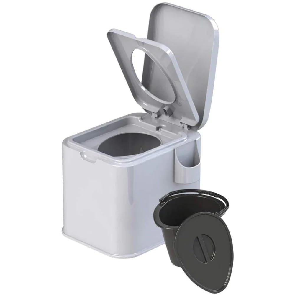 Supremo Plastic Absolute Easy To Use Portable Commode/Toilet Seat | Commode For Outdoor/Indoor | For Patients, Elders | Sutaible For Travel, Camping | Easy To Carry; White