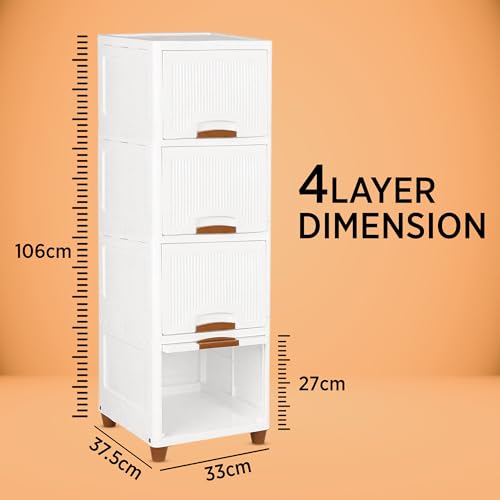 Image of TEKCOOL Plastic Wardrobe for Clothes : Versatile Plastic Cupboard for Storage Organizer & Organisers Storage Box for Ideal for Neat and Tidy Storage Solutions Almirah for Clothes (White, 4XL);