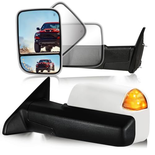 Image of White Tow Mirrors for 2009-2018 Ram 1500, 2010-2018 Ram 2500 /3500