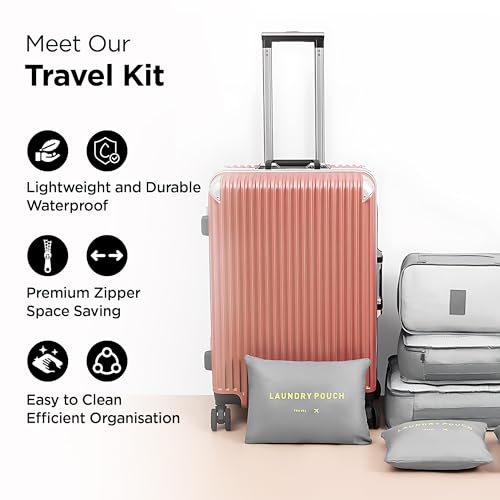 Image of UMAI 6-Piece Vacuum-Compressed Travel Toiletry Kits | Waterproof Lightweight | Cosmetics /Laundry /Socks /Shoes Organizer Pouch|Foldable Multi-functional Organizer + Pouch Packing Cubes | Grey