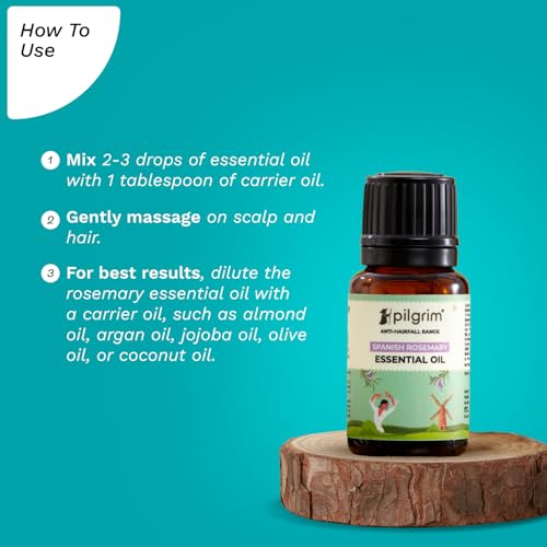 Image of Pilgrim Spanish Rosemary Oil for HairGrowth, HairFall Control & Hair Strengthening 10ml | Rosemary essential oil for hairgrowth | Reduces Hair Fall | Strengthens Hair& Balances Scalp