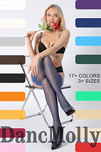 Image of DancMolly Silky Thigh High Stockings, with 17+ Colors Sheer Silicone Lace Top Pantyhose for Women
