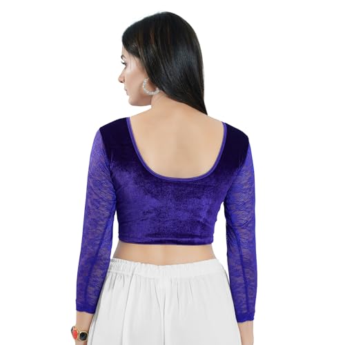Image of Vamas Women's Velvet Non-Padded Stretchable Long Sleeve Saree Blouse (A-46)