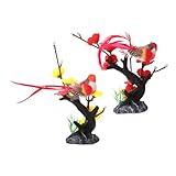 OKUMEYR 2 Stück Sushi Teller Dekor aus Kunststoff Realistische Pflaumenblüten Form Bruchfest Leicht für Japanische Kaltgerichte und Restaurantdeko