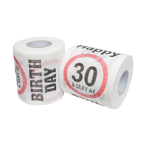 Happy 30 & Sexy AF Birthday Toilet Paper, 2 Pack, Decoration and Gift Packaging for 30th Birthday, Funny Themed Deco, Fun Toilet Paper, 18th Bday Gift, Party Decoration Happy 30 & Sexy AF Birthday Toilet Paper, 2 Pack, Decoration and Gift Packaging for 30th Birthday, Funny Themed Deco, Fun Toilet Paper, 18th Bday Gift, Party Decoration