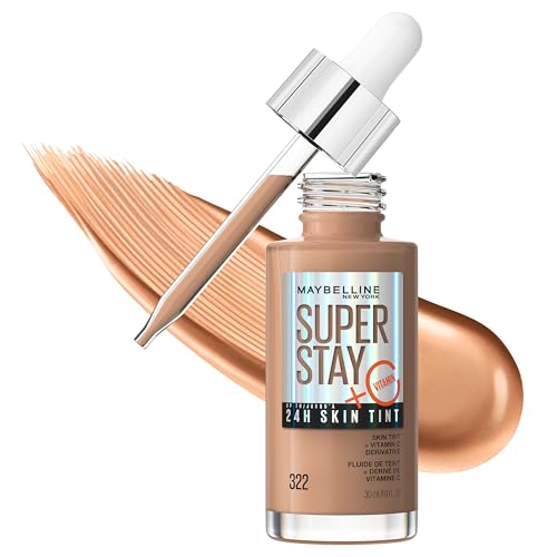 Image of Maybelline Super Stay Up to 24HR Skin Tint, Radiant Light-to-Medium Coverage Foundation, Makeup Infused With Vitamin C, 322, 1 Count