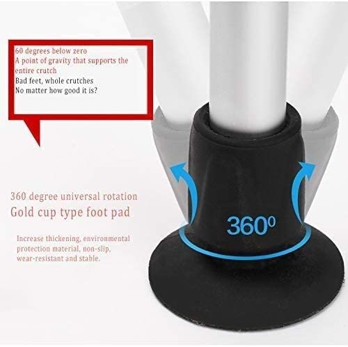 Stampelle per avambraccio regolabili Stampelle per avambraccio con supporto regolabile comoda impugnatura per il polso resistente per adulti di statura e statura leggera alluminio nero Stampella per