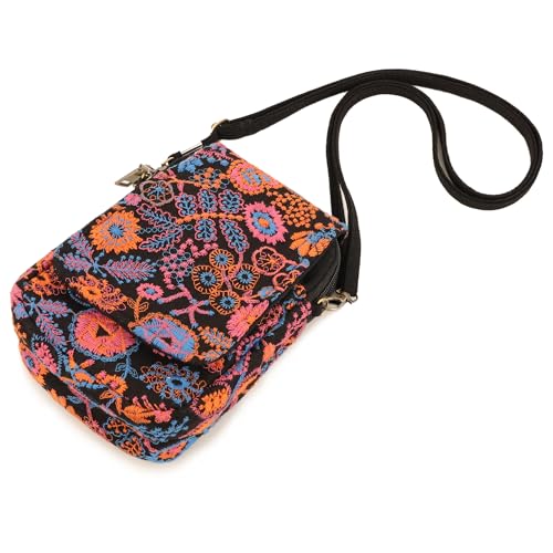 Image of SILKAREA Embroidered Cute Mini Crossbody Bag for Women Small Handbags Wristlet Wallet Bag Cell-phone Pouch Coin Purse