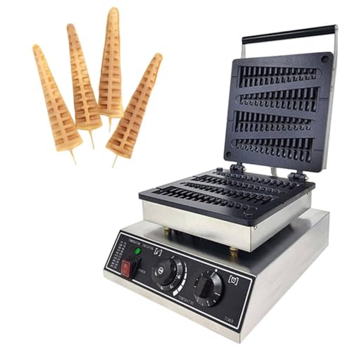 Commercial Lolly Stick Waffle Maker, Waffle Making Machine, 4 Pcs Tree Shape Waffle Makers, 0~250? Temperature Range, Pine Tree Mould Iron Cast Pan