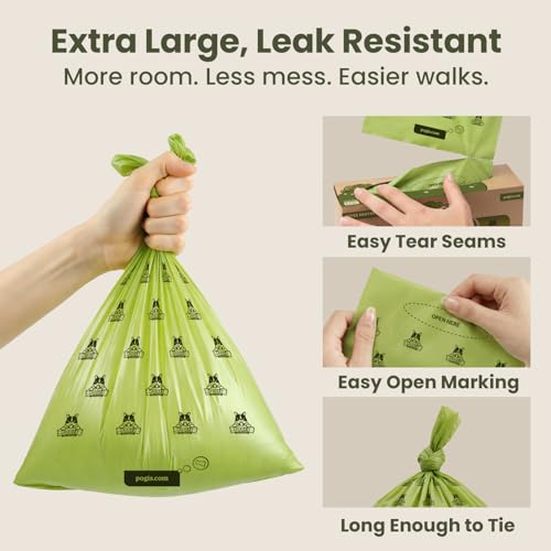 Image of Pogi's Poop Bags - Large, Leak-Proof Dog Waste Bags for Yard or Home Use, Unscented (Single Roll, 500-Count) (Pack of 2)