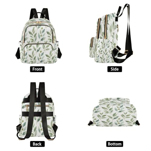 Mini sac à dos matelassé imprimé feuilles vertes ultra léger et moderne - 2