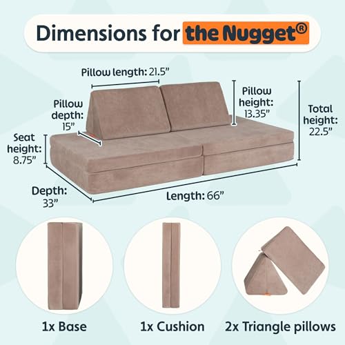 Image of Nugget - The Original Play Couch for Kids - Modular Foam Children's Sofa for Playroom, Imagination, & Creative Open Ended Play - Washable & Convertible Playroom Furniture, Kodiak