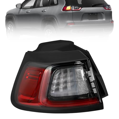 QKVCX Tail Lights Assembly Compatible with 2019 2020 2021 2022 2023 Jeep Cherokee Tail Light Rear Side Brake Outside LED Tail Lamp,Left Driver Side OE# CH2804119 68275959AF