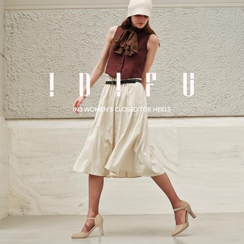 Image of IDIFU IN3 Closed Toe Chunky High Heels Comfortable Dress Shoes for Women