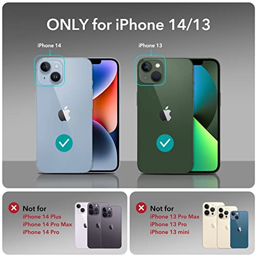 ESR for iPhone 13/14 Cover with Adjustable Stand, Military-Grade Drop Protection, 3 Stand Modes, TPU, Supports Wireless Charging, Boost Slim Patented Metal Kickstand Phone Back Case, Clear