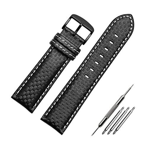 Bracelet montre fibre de carbone 18mm-24mm ultra résistant avec ligne couleur