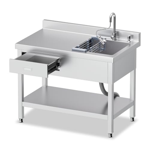 Image of Stainless Steel Utility Sink with Workstation and Drawer