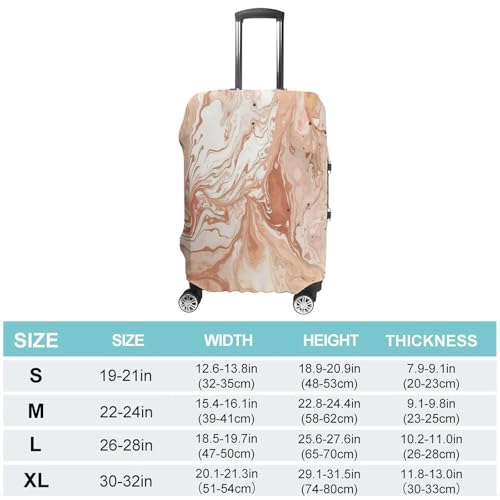 Light Peach And Brown Luggage Cover, Washable Elastic Suitcase Cover Protector Fit 18-32 Inch Luggage2