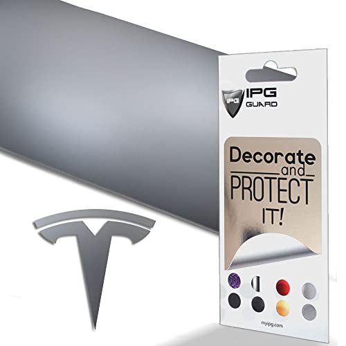 Image of IPG Compatible with Model Y Decal Sticker (8 Logo Set) Overlay Stickers Do it Yourself Stickers Set Personalize Your Tesla (Gloss Silver)