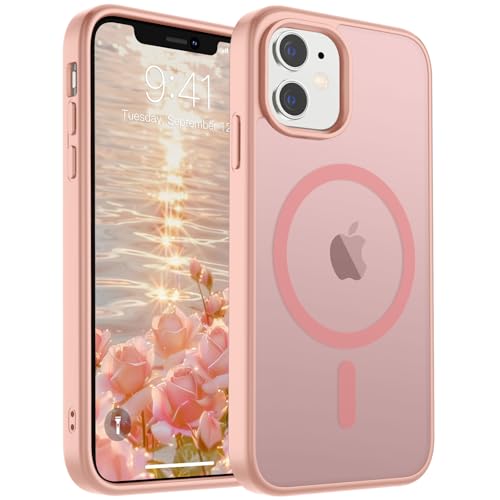 Image of SUPFINE Magnetic for iPhone 11 Phone Case(Compatible with MagSafe)(Military Grade Drop Protection) Translucent Matte Shockproof Phone Case,Pink