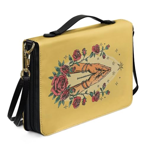 Personalized PU Bible Cover with Strap Church Book Cover,Flag Carrying Book Case Bible Protective2