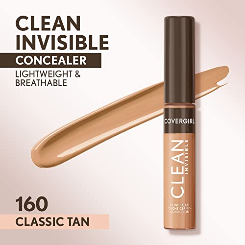 Covergirl Clean Invisible Concealer, Lightweight, Hydrating, Vegan Formula, Classic Tan 160, 0.23oz - image 2
