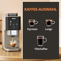 Krups Coffee Crush Extra Kaffeevollautomat, Edelstahlmühle für frisch gemahlenen Kaffee, nur 15 cm breit, smartes Bedienfeld, auch für vorgemahlenen Kaffee, einfache Reinigung, Beige, SA402AE0 – Ansicht 4
