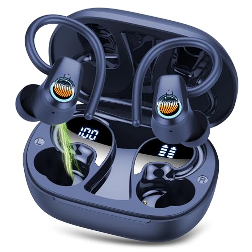Migliori cuffie bluetooth sport Cuffie Bluetooth Sport, Auricolari Bluetooth 5.3 con 50 Ore HiFi Stereo, Cuffie Wireless con 4 Mic, Cancellazione Rumore, IP7 Impermeabili, Ricarica Rapida, Cuffiette Bluetooth per Running, Blu scuro