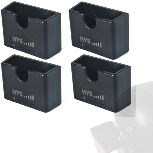 Image of HYS PU Car Mount with Adhesive Back for Radio with Belt Clip Hanger, CB, VHF, GMRS, Marine Radios, Walkie Talkie,Scanner Remote Speaker mic W /Round Knob for Truck, Military & Off Road (Black-4pcs)