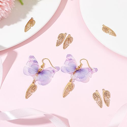 Beebeecraft 1 Box 8Pcs Butterfly Wing Charms 24K Gold Plated Insect Flying Wing Pendant Charms Jewellery Making Findings for DIY Bracelet Necklace - Image 4