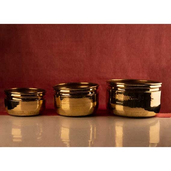 P-TAL Pure Brass Planter Pot (Medium, Golden Finish) - Handcrafted