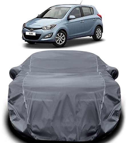 Image of i Old i20 Car Cover Waterproof / i20 Body Cover /Triple Stitched Fully Elastic Ultra Surface Body Protection (Grey Look)