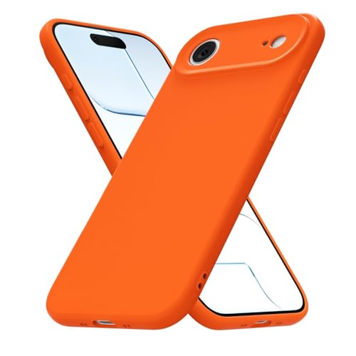 uvcoat for iPhone 17 Air Case Silicone Phone Case, Slim Thin Soft Rubber Gel Cases for Women Girls, Cute Matte TPU Fluorescent Neon Orange Bright Color Phone Cover with Full Camera Protection