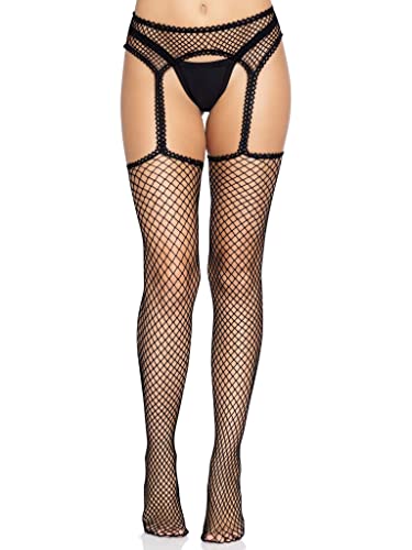 Image of Leg Avenue Women's Fishnet Stockings With Attached Garter Belt