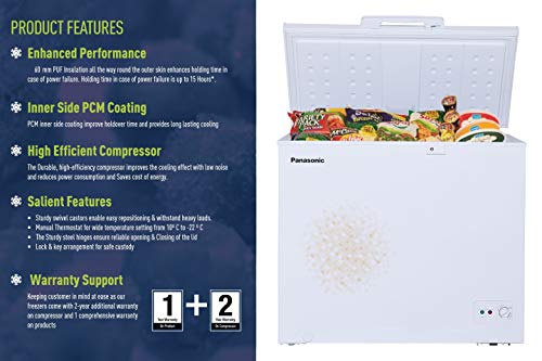 Image of Panasonic 198 L Single Door Deep Freezer (SCR-CH200H1B,White,Convertible), Free 1 Year Extended warranty