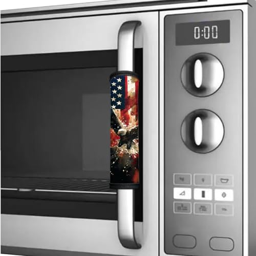 Image of 4th of July Decorations Refrigerator Door Handle Covers Set of 6 Electric Appliance Handles Decor Independence Day Decor Fourth of July Decor Accessories, Eagle American Flag Retro