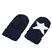 Ding-dong Baby Kid Boy Girl Winter Knitted Star Hat+Scarf+Gloves 3Pieces Set(Navy,1-3T)