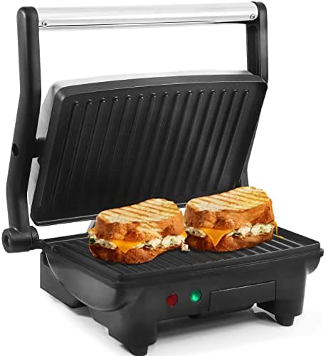 Elite Gourmet EPN-2976 2-in-1 Nonstick Panini Press & Indoor Grill, Opens 180-Degree Gourmet Sandwich Maker, Floating Hinge Fits All Foods, Contact Grill with Removable Grease Tray